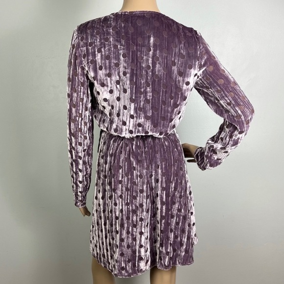 NEW HOUSE OF HOLLAND PURPLE VELVET POLKA DOT WRAP MINI DRESS - Picture 7 of 8